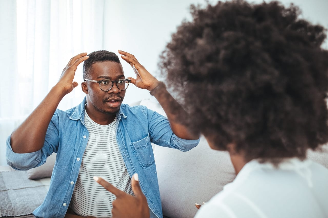 angry fury man screaming at woman angry couple having an argume